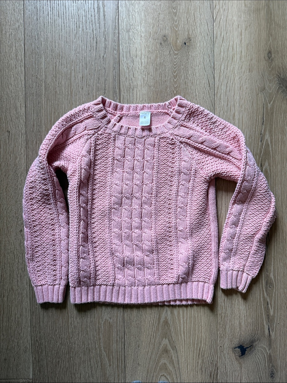 Carter's Light Pink Cable Knit Crewneck Sweater
